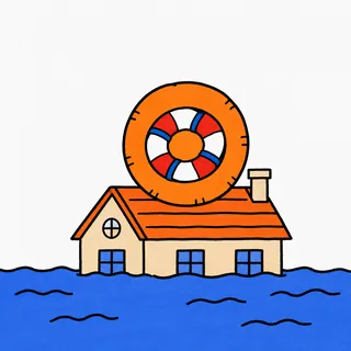 The ring on the roof of a flooded house